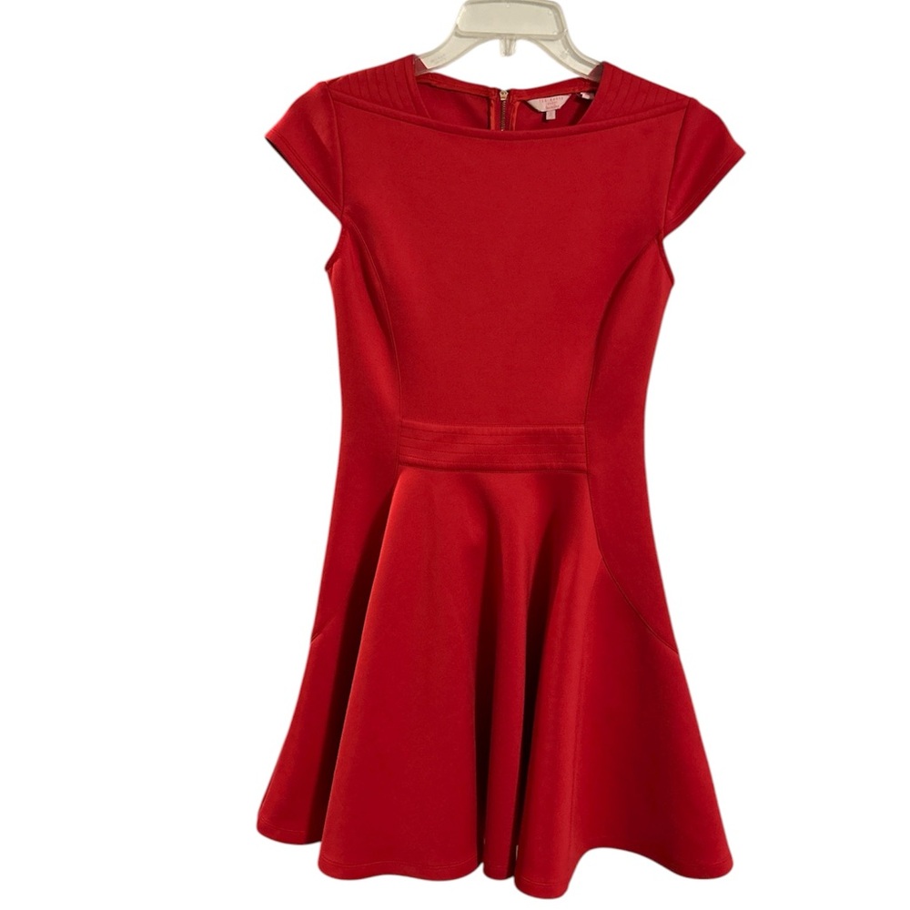 Ted Baker Red Cap Sleeve Casual Dress UK 2, US 4-6